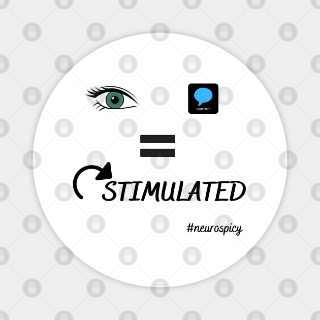 Eye Contact Equals  Overstimulated - Emoji (blk ink) Magnet by NeuroSpicyGothMom